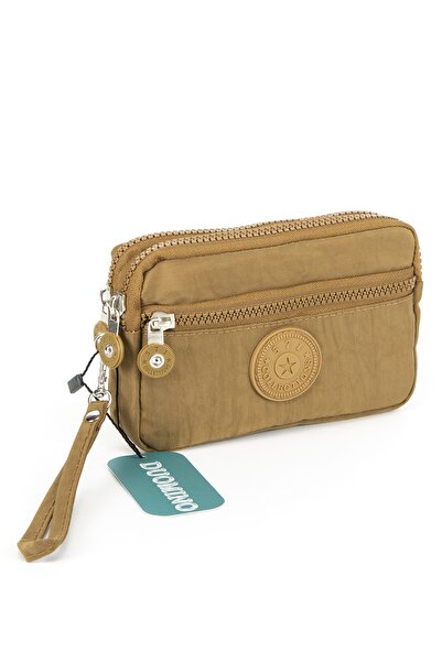 DUOMİNO Unisex Haki Cüzdan 3 Gözlü Bileklikli Orta Boy 17x10cm Kılinkır Su Ge...
