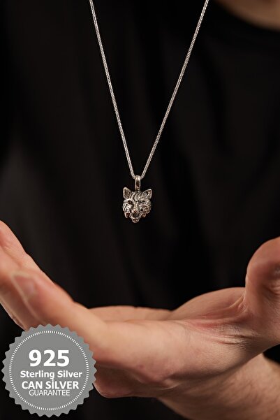 CAN SİLVER 925 Ayar Kurt Figürü Özel Tasarım Gümüş Erkek Kolye