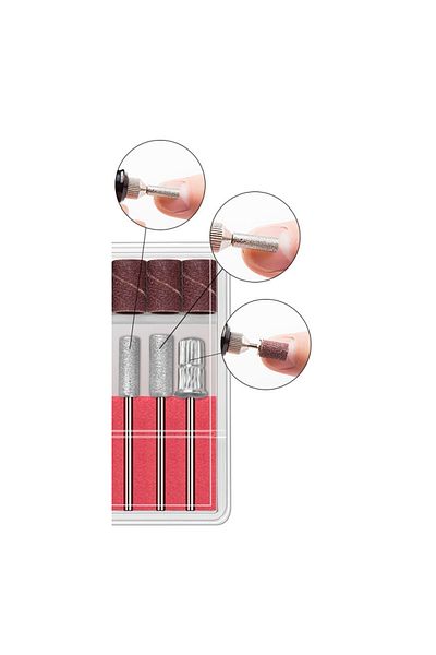 BEAUTY BOX COSMETIC 3 Pieces Permanent Nail Polish Removal Rasp Machine Tip Nail Drill Milling Manicure Pedicure