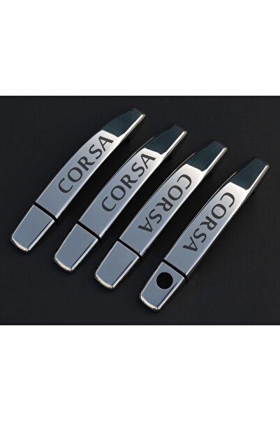 KromGaraj Opel Corsa D Krom Kapı Kolu Yazılı 2007 Üzeri 4 Kapı Paslanmaz Çelik
