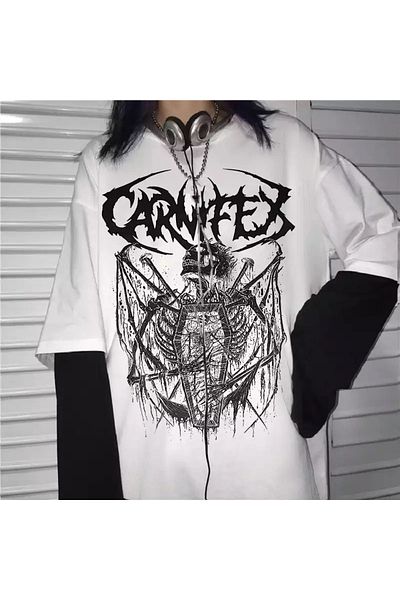 Köstebek Γοτθικό Grunge Streetwear Carnifex The Script λευκό μπλουζάκι