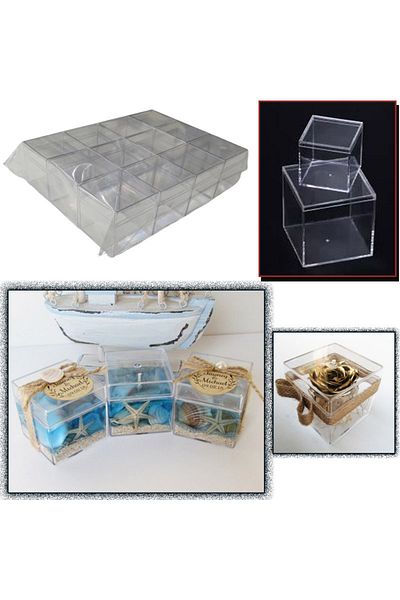 YENİ HEDİYELİK DÜNYAM Transparent Mica Box 5cm * 5cm 26 Pieces