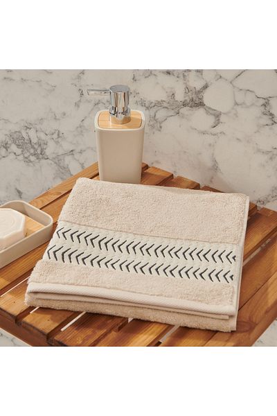 Nuvomon E3 Beige Face Towel - Ethnic, 50x80 Cm