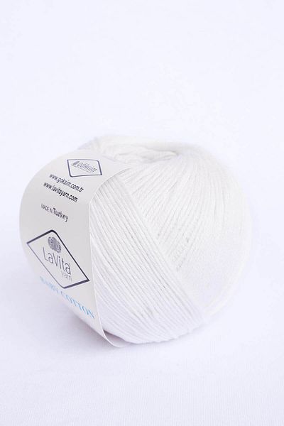 LaVita Yarn Βρεφικό βαμβάκι 50 gr Amigurumi, Punch, Πλεκτό Χέρι Σπάνιο Taka Yarn (WHITE-1001)
