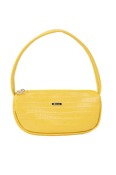 Bakras Yellow Crocodile Patterned Baguette Bag Baguette Shoulder Bag