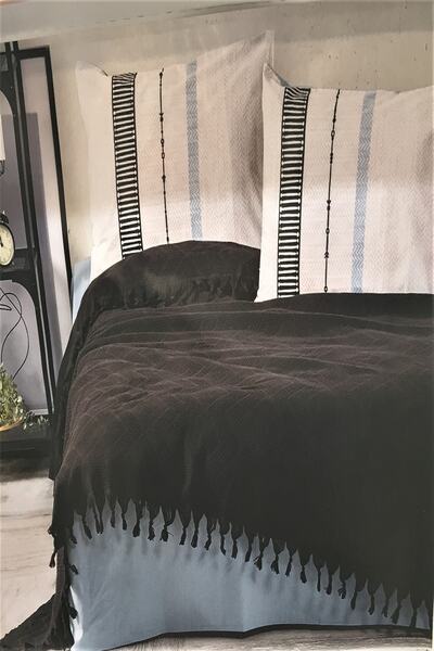 Cotton Box Siyah Pike Takımı %100 Pamuk Çift Kişilik