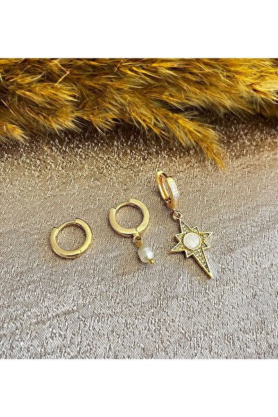 Markiz Takı أقراط ذهبية ثلاثية النجوم