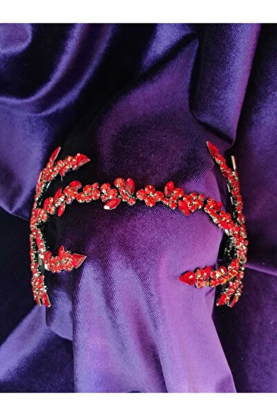 YAĞIZ BİJUTERİ Accesoriu pentru păr cu pieptene dublu roșu