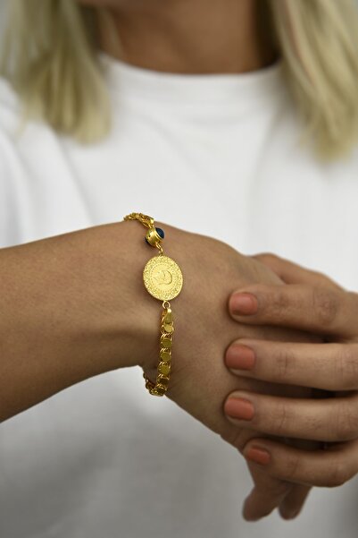 Ayyıldız Kuyumculuk Kadın Altın Arpa Zincirli Çeyrekli Bileklik