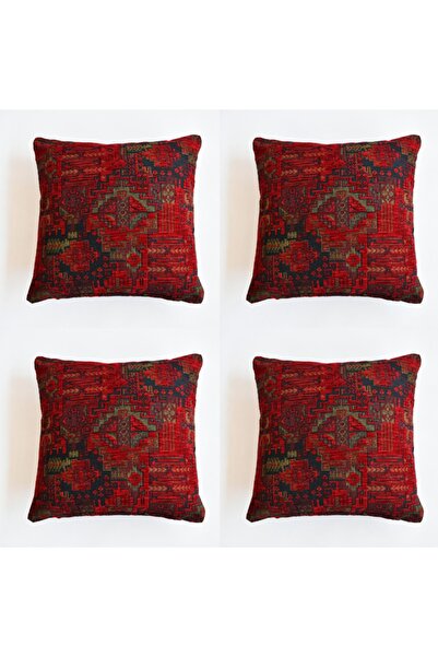 oushak غطاء وسادة مزخرف بنمط الكليم مكون من 4 قطع مزدوجة الجوانب من الشنيل المنسوج بسحاب مخفي