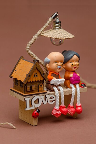 RİVRİVHEDİYELİK Dede & Nine Biblolu Işıklı Evli Hediye Hediyelik Eşya Ahşap E...