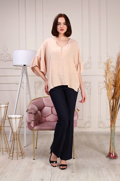 BEBE PLUS Women's Half Button Linen Blouse