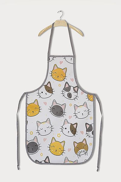 VAYBE Liquid Proof Cat Patterned Kitchen Apron - Dishwashing
