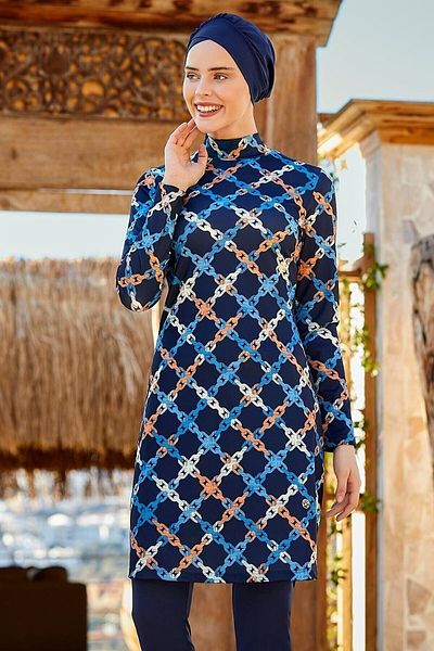 Adasea Maresiva Lycra Hijab Μαγιό Σκούρο μπλε