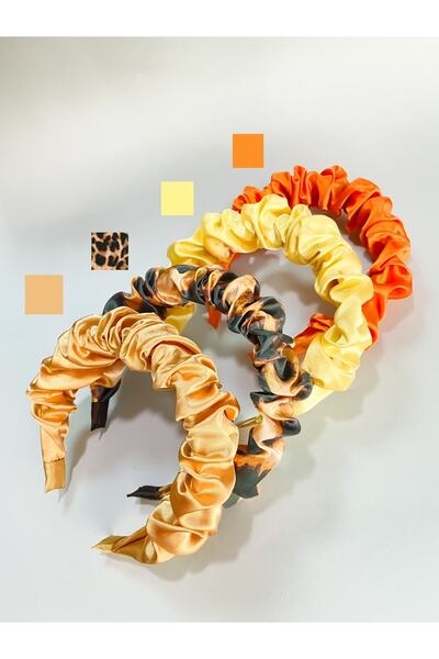 CSR AKSESUAR مجموعة تاج الساتان من سلسلة الصيف ذات الألوان الدافئة المكونة من 4 قطع