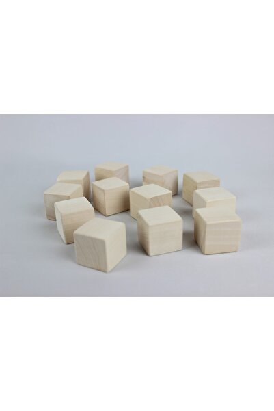 aliwooden 12 قطعة مكعب صغير طبيعي (3.2 سم)