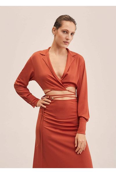 MANGO Woman Krátká košile se šňůrkou