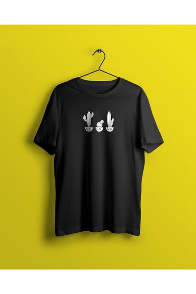YEACHY Μπλουζάκι Unisex Black Cactus Printed