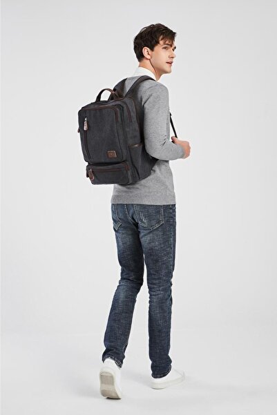 CACTİVE C Active Canvas Fabric Large Size Backpack 1260 Gray