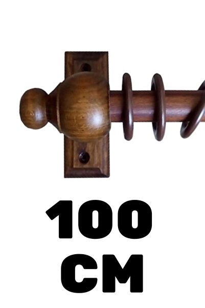 BBAWOODSHOP Ahşap Rustik - Perdelik - Perde Askısı - Tekli Askı - Ceviz - 100 Cm