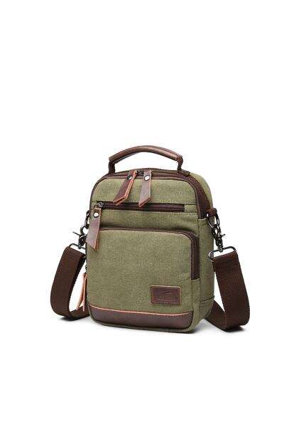 CACTİVE Τσάντα ώμου C-active Canvas Fabric Handheld Messenger 1286 Μαύρο πράσινο