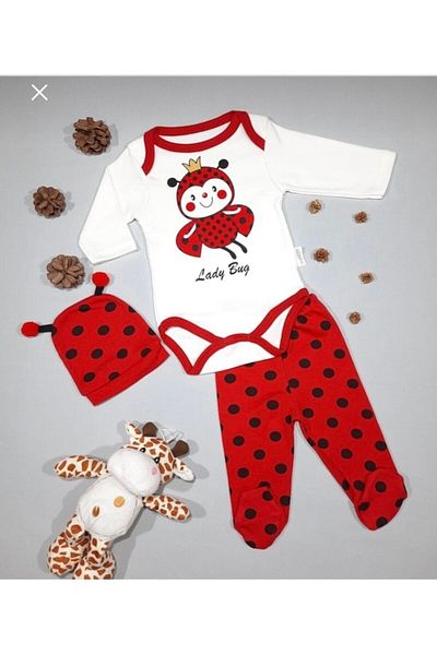 minibird baby Uni Baby Ladybug Bodysuit Set 3 Pieces