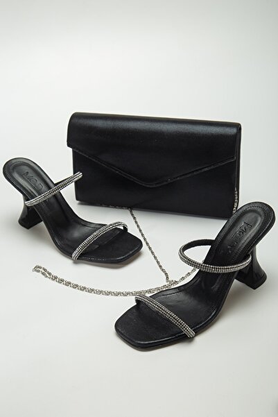 GULT Ženska kombinacija Sa kamenčićima Papuče i Torba crna