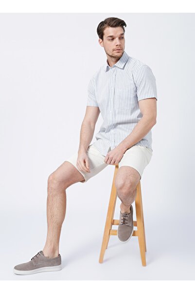 Fabrika Comfort Cm Clark K 802 Regular Fit Çizgili Mavi Erkek Gömlek