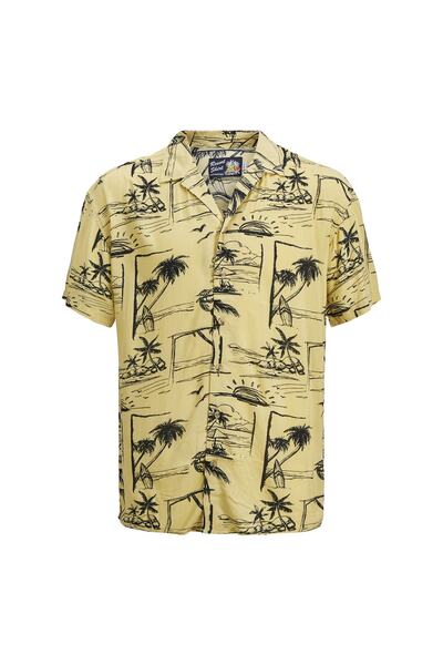 Jack & Jones 12209227_jormalibu Resort Aop Shirt Relaxed Desenli Sarı Erkek G...