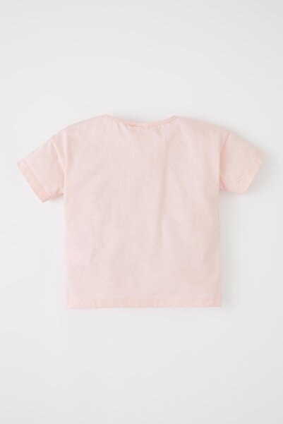 DeFacto Βαμβακερό κοντομάνικο μπλουζάκι Baby Girl Crew λαιμόκοψη
