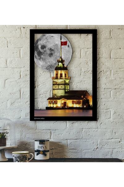 BK Kişiye Özel Istanbul Kız Kulesi Temalı 3d Ahşap Tablo-1