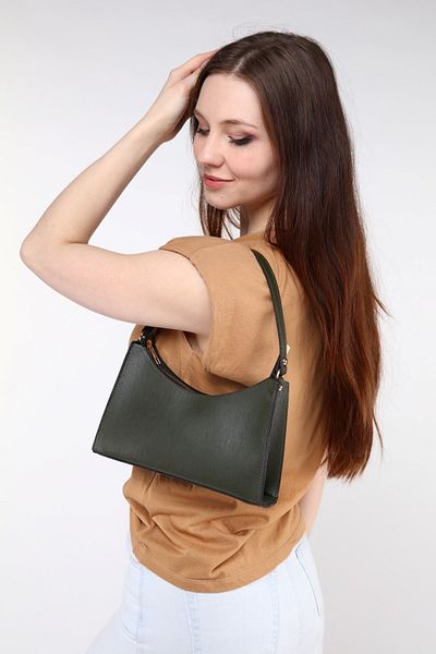 Güce Geantă de mână și de umăr cu curea baghetă verde kaki Gc 009024