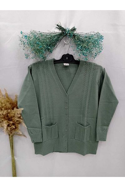 Sel Tekstil Battal Knitwear Women's Cardigan