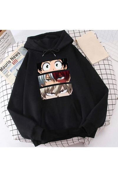 Köstebek Unisex Μαύρο Anime Naruto My Hero Academia Φούτερ με κουκούλα με κουκούλα