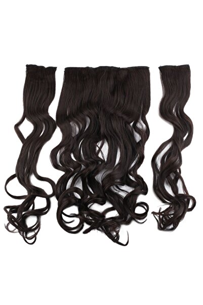 Marpessa Fiber Sentetik Dalgalı Yarım Ay + 2 Yan Çıt Çıt - Kahverengi