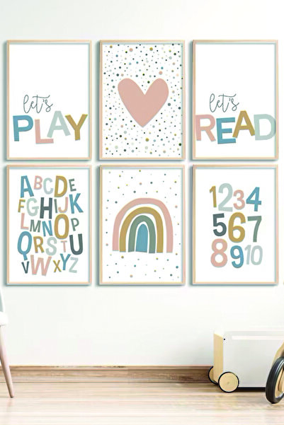 Teknograf Öğretici Çocuk Odası Duvar Tablosu Çerçeve Görünümlü Çocuk Odası Dekor