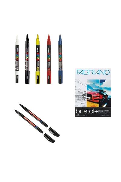 Uni Posca Marker Pen PC-3m (0.9-1.3mm) Set of 5 - Notebook Set