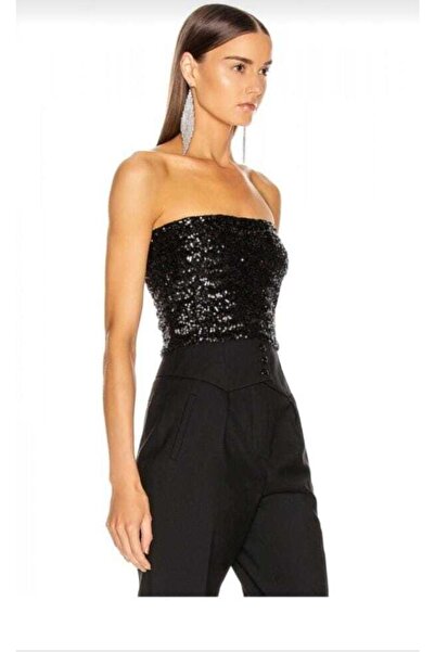 Nsb Tasarım Чорний страплз-топ з паєтками