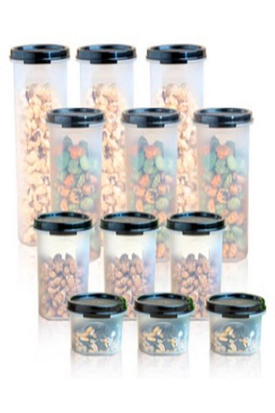 Tupperware Oval Round Black 12 Piece Set Esc