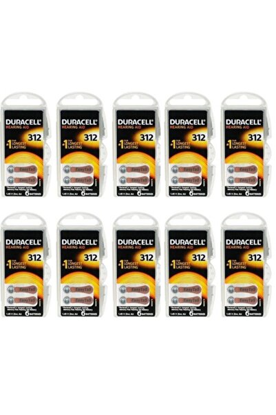 Duracell 312, Pr41 Kulaklık Işitme Cihazı Pili 6'lı Paket (10 Paket) Son Kullanma Tarihi 2024/12