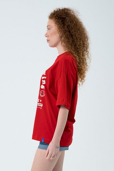 Eazy Co Tricou cu mânecă scurtă cu imprimeu extra oversize unisex Eazy Red Keep Growing