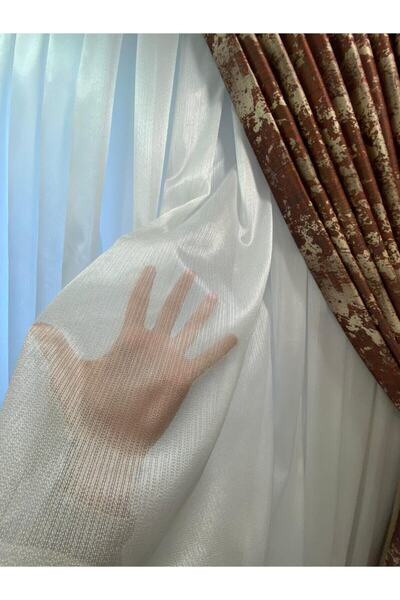 FurkanPerdeveEvTekstili Brillant Model Beyaz Pırlanta Tül Perde 1/3 Sık Pile