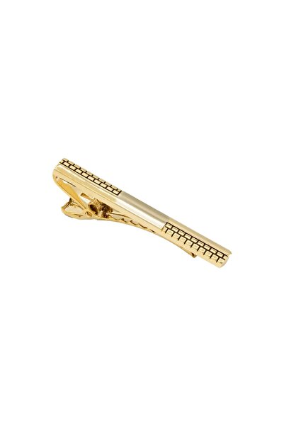 verozi Kravat İğnesi - Uzun Desenli Altın Renkli