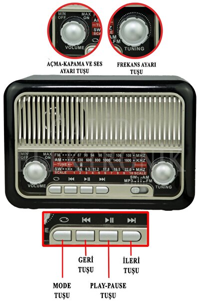 Calido Elektronik Rt-308 Bluetooth Usb Sd Aux Müzik Dekoratif Tasarım Taşınab...