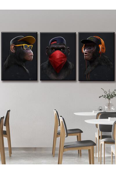 KEMSON Three Monkeys Uv Print Wall Painting I Have Not Seen I Have Not Heard I Don'T Know