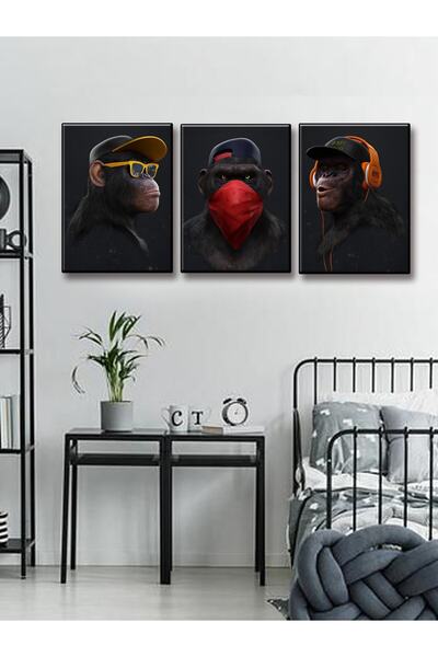 KEMSON Three Monkeys Uv Print Wall Painting I Have Not Seen I Have Not Heard I Don'T Know