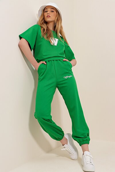 Trend Alaçatı Stili Sweatsuit - Green - Relaxed