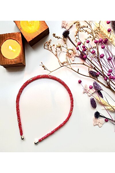 irembaby Kadın Saç Tacı Parlak Kristal Işıltılı Taç Simli Taşlı Kırmızı