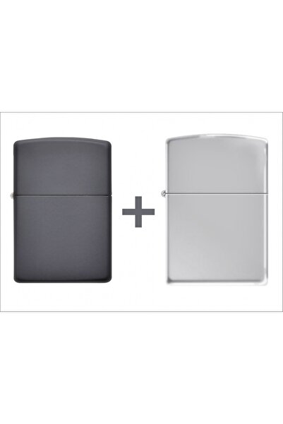 İNDİRİM CENTER Siyah Benzinli Çakmak +Gümüş Gri Benzinli Çakmak
