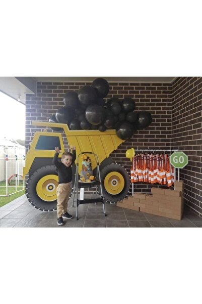Lema Store 30 Adet Siyah Balon Kamyon Vinc Inşaat Tema